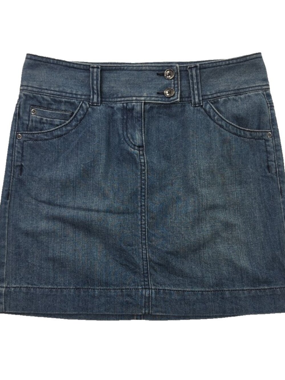 Ann Taylor Loft Denim Skirt Women's 2 (32)‎ Med Wash All Cotton 17" 4 Pockets